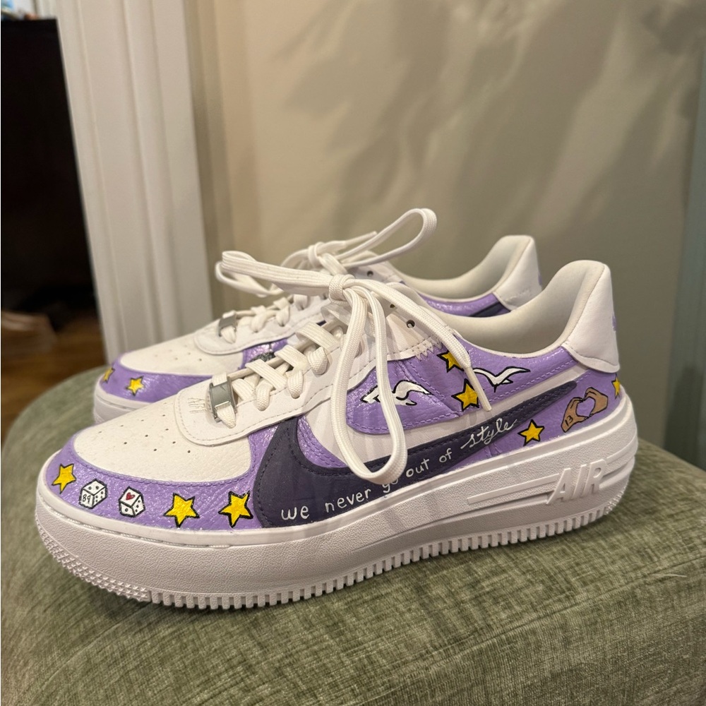 Nike Air Force 1s hand painted Taylor Swift motif NWOT